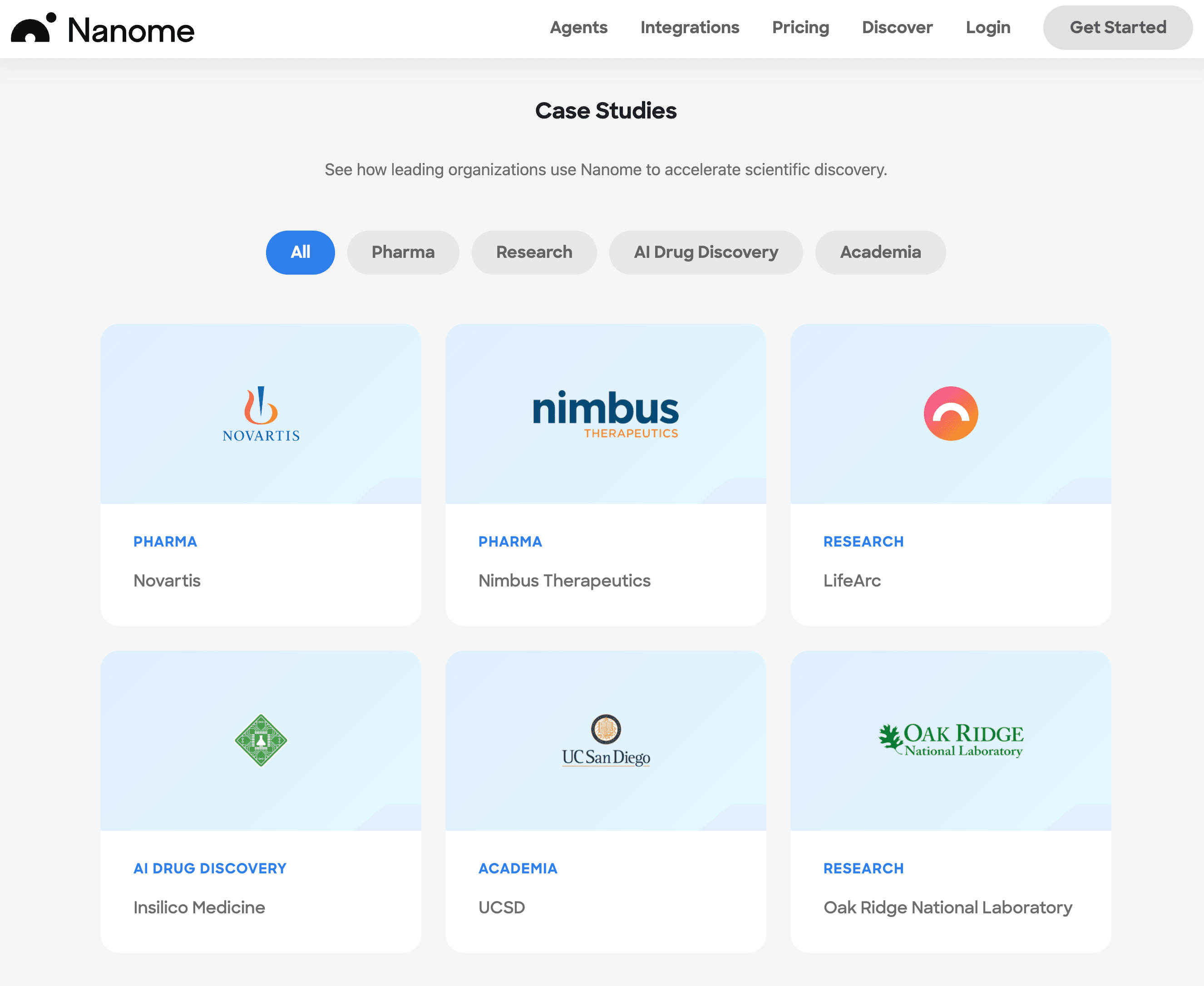 Nanome case studies page