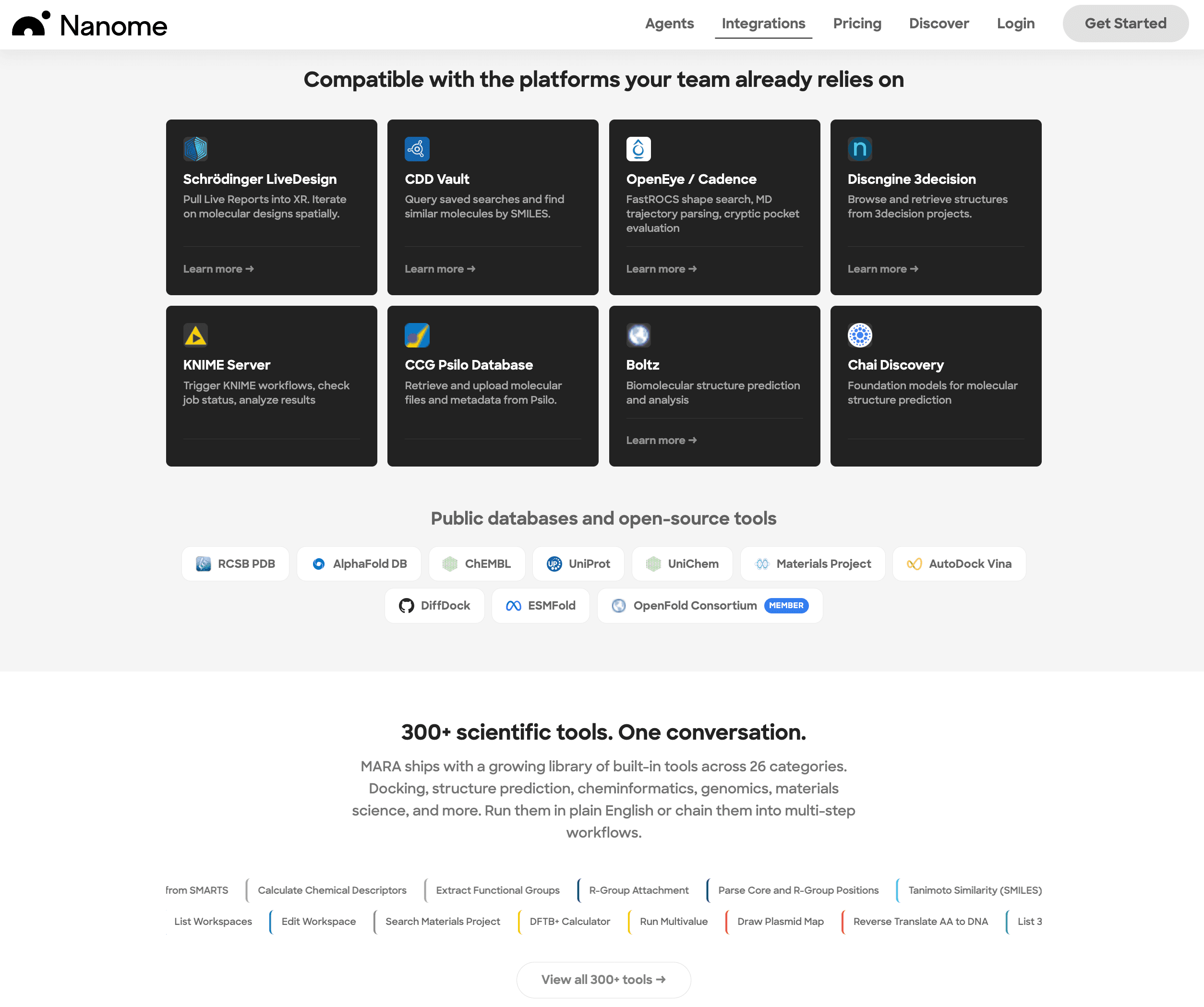 Nanome integrations page