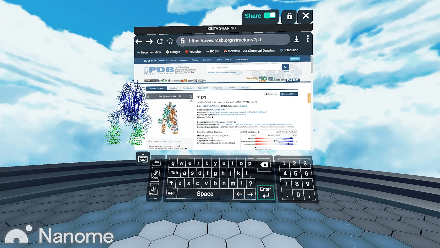 Nanome VR browser in 2021
