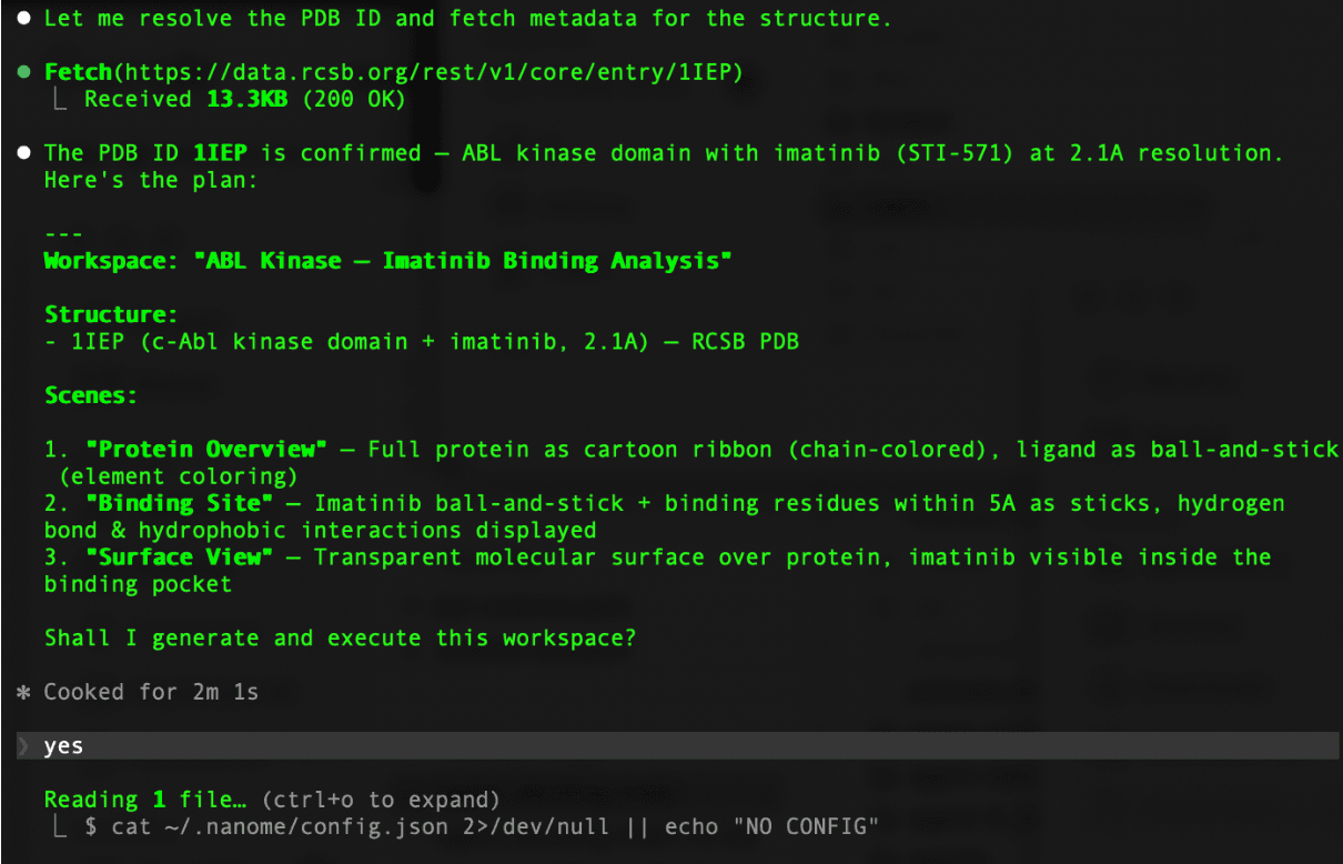 Claude Code Skill terminal showing ABL Kinase workspace plan