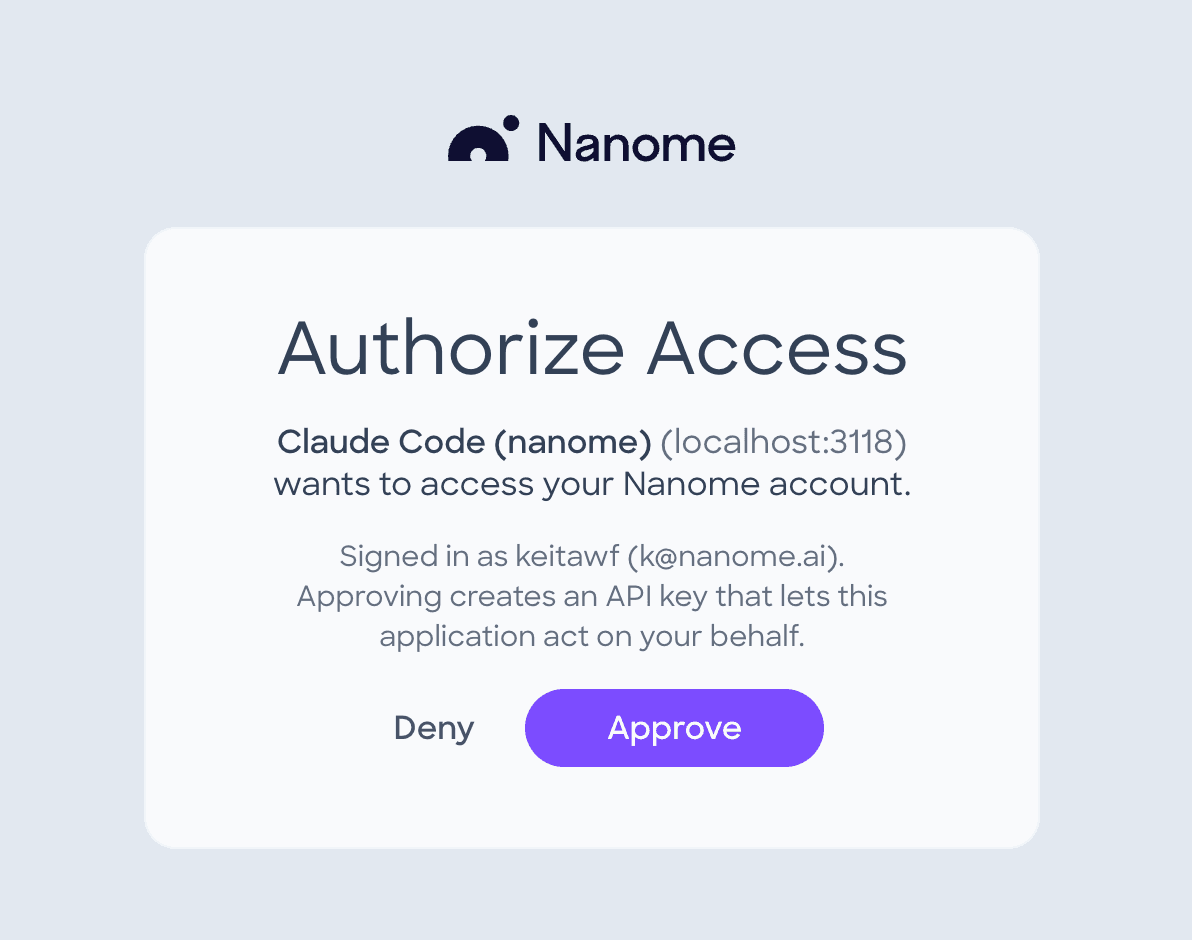 Nanome OAuth authentication flow