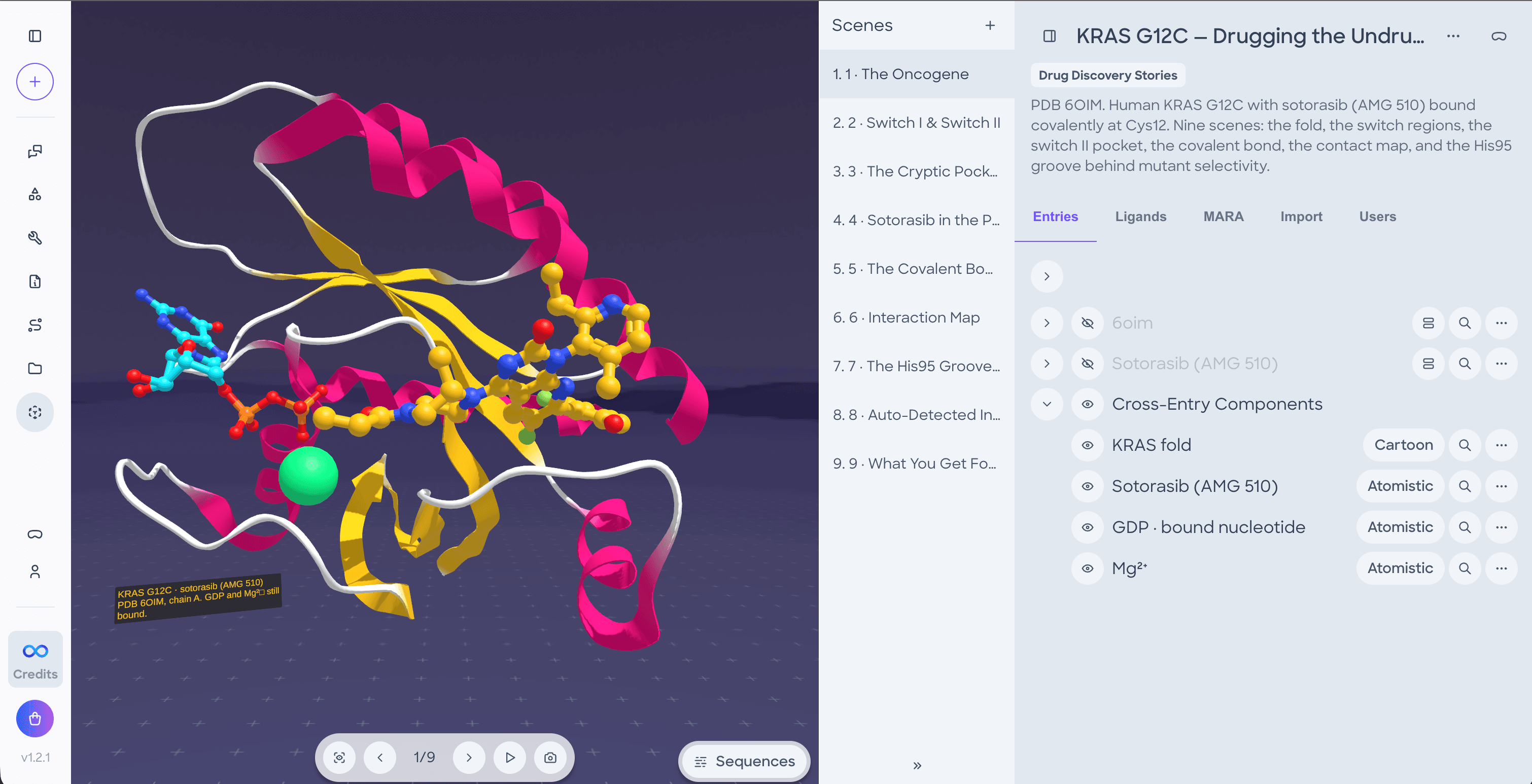 Loading and rendering KRAS G12C structure in Nanome
