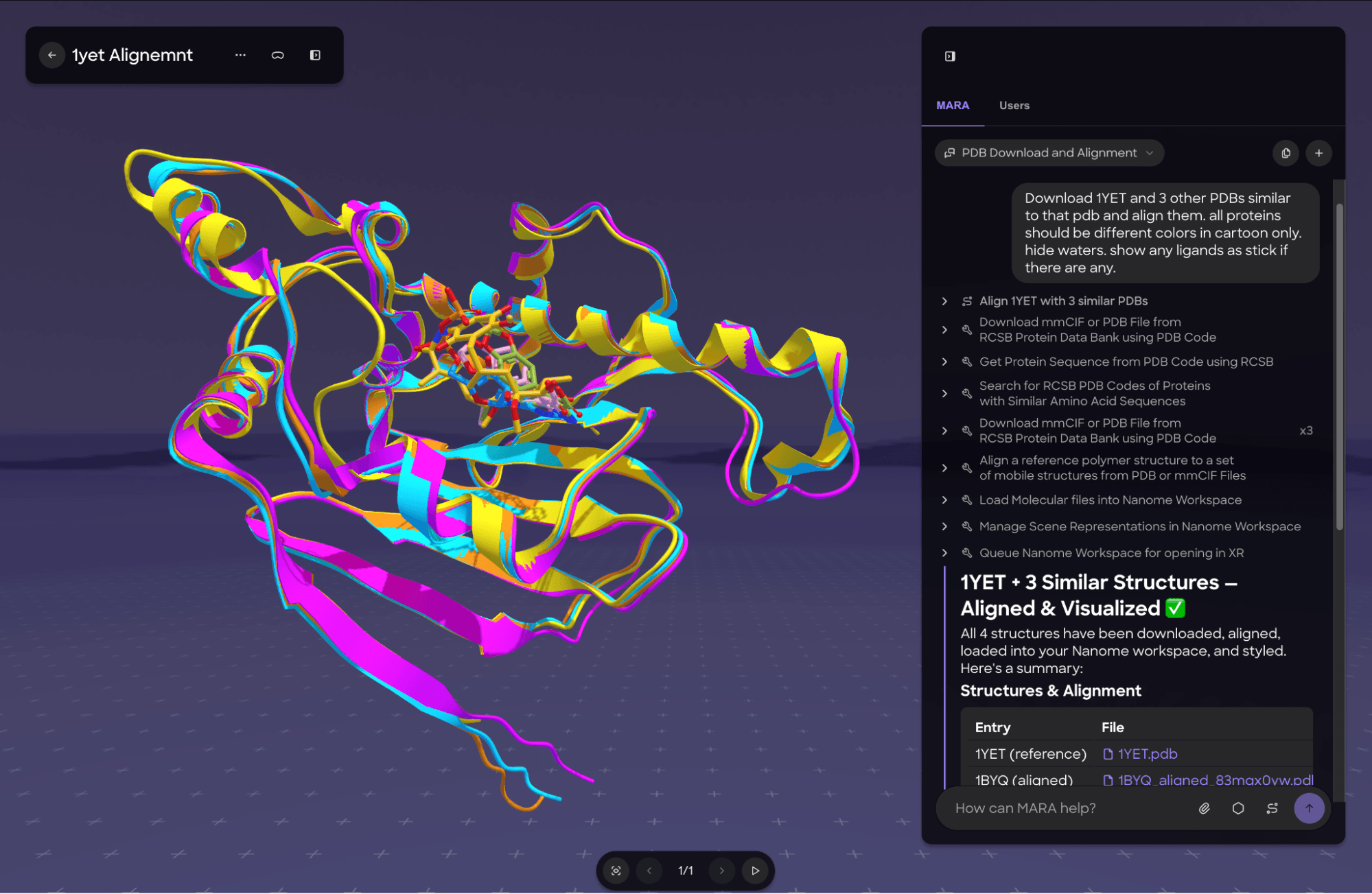 Screenshot of MARA plan streaming in real time